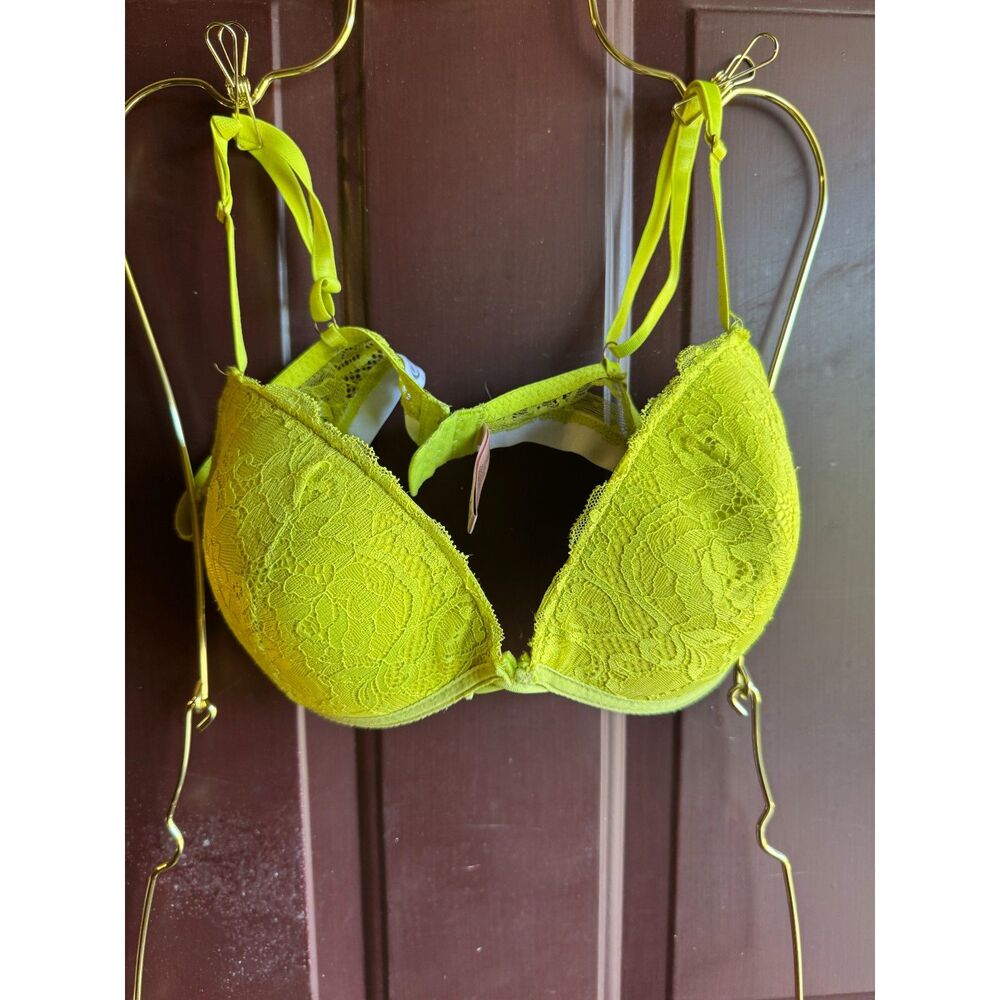Juicy Couture Lace Push Up Bra Neon Lime Chartreuse 32c